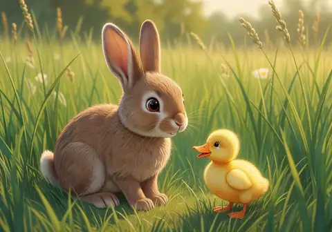 Illustration for Rabbit and the Lost Duckling