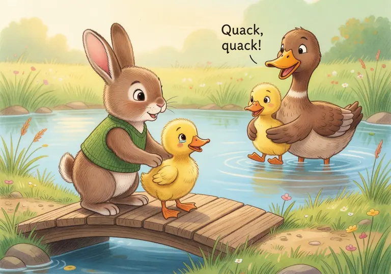 Illustration for Rabbit and the Lost Duckling scene 1