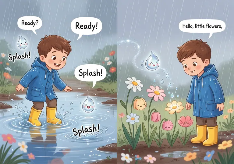 Illustration for The Dancing Raindrops scene 1